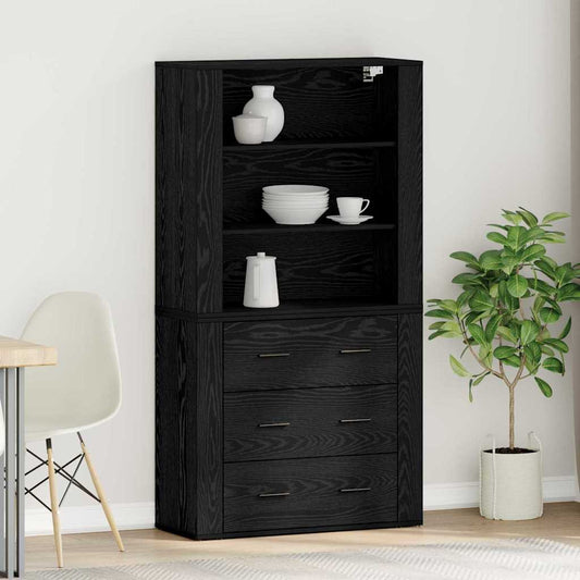 Magasfiú fiókkal Fekete tölgy 80 x 33 x 150 cm Faanyag