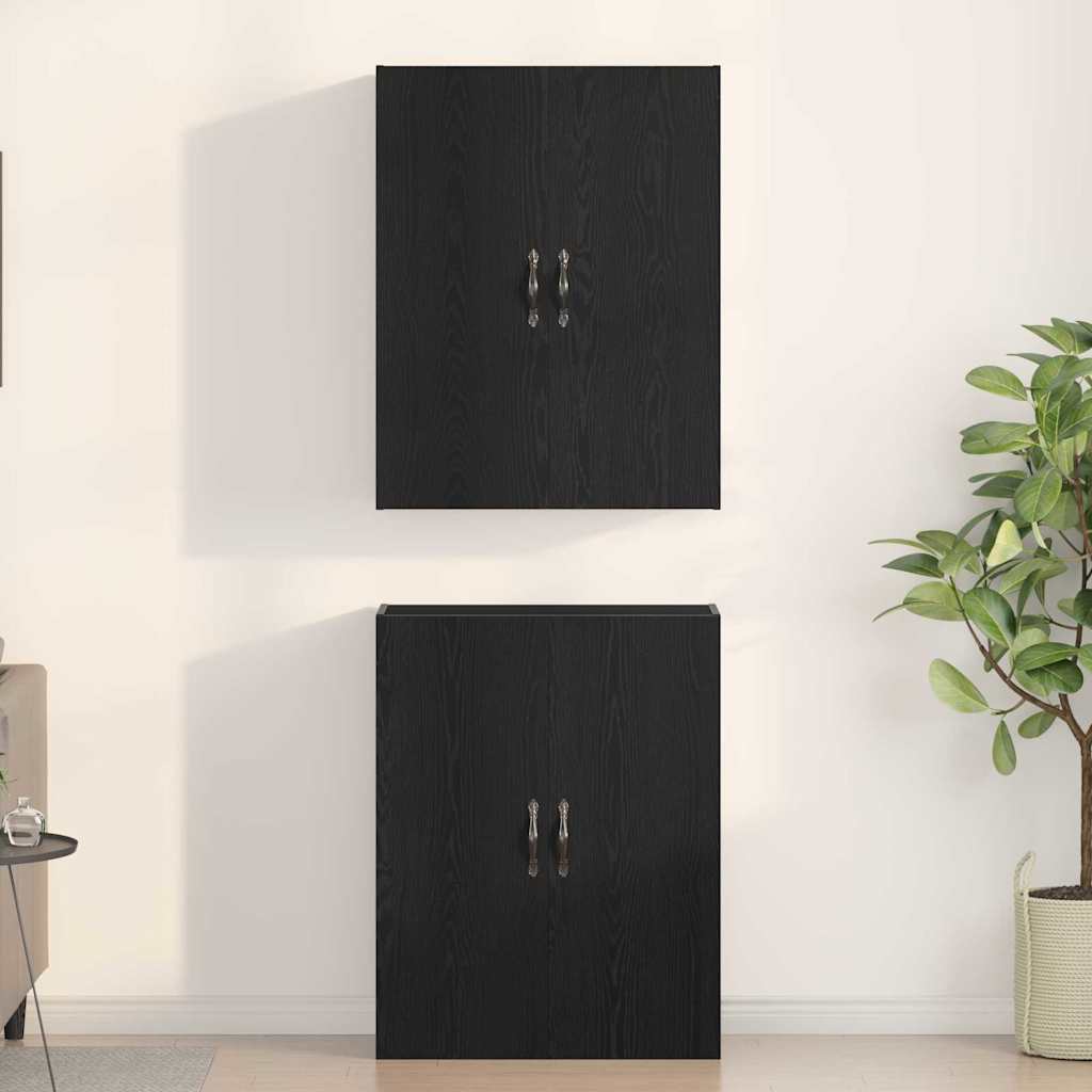 Fali szekrény 2 db Fekete tölgy 69,5 x 34 x 90 cm Szerelt Fa
