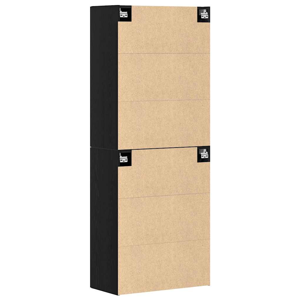 Fali szekrény 2 db Fekete tölgy 69,5 x 34 x 90 cm Szerelt Fa