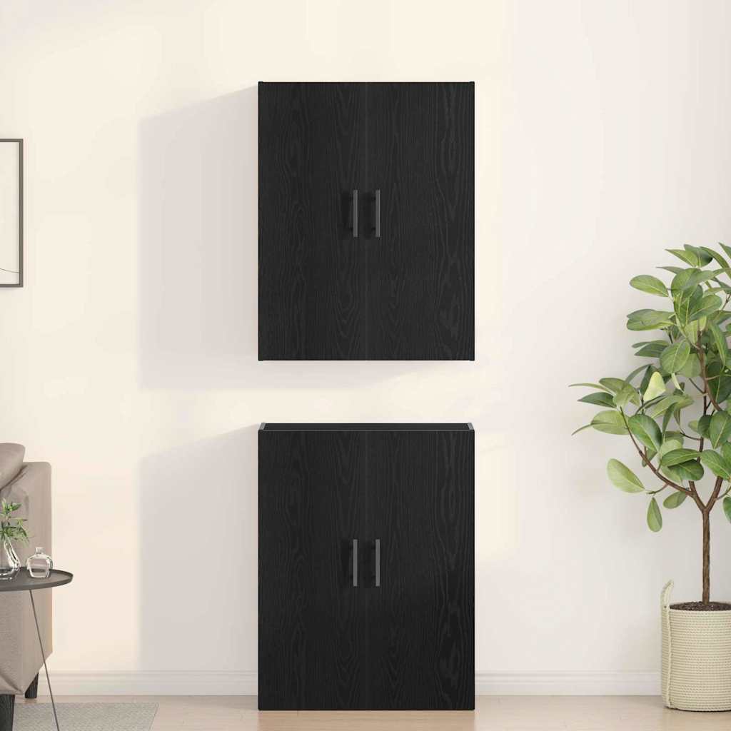 Fali szekrény 2 db Fekete tölgy 69,5 x 34 x 90 cm Szerelt Fa