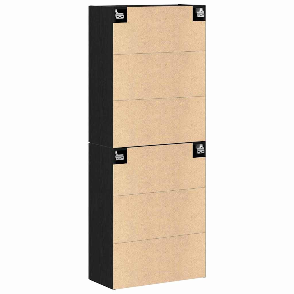 Fali szekrény 2 db Fekete tölgy 69,5 x 34 x 90 cm Szerelt Fa