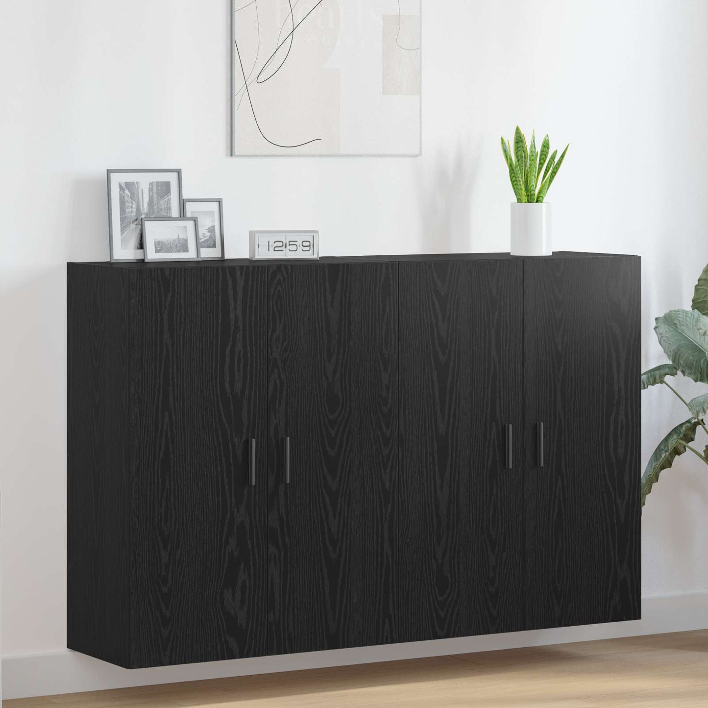 Fali szekrény 2 db Fekete tölgy 69,5 x 34 x 90 cm Szerelt Fa