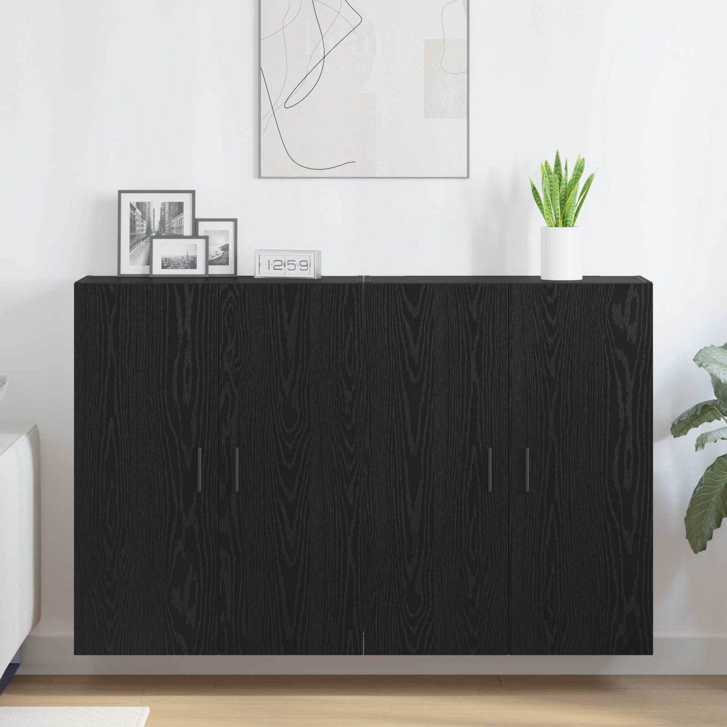 Fali szekrény 2 db Fekete tölgy 69,5 x 34 x 90 cm Szerelt Fa