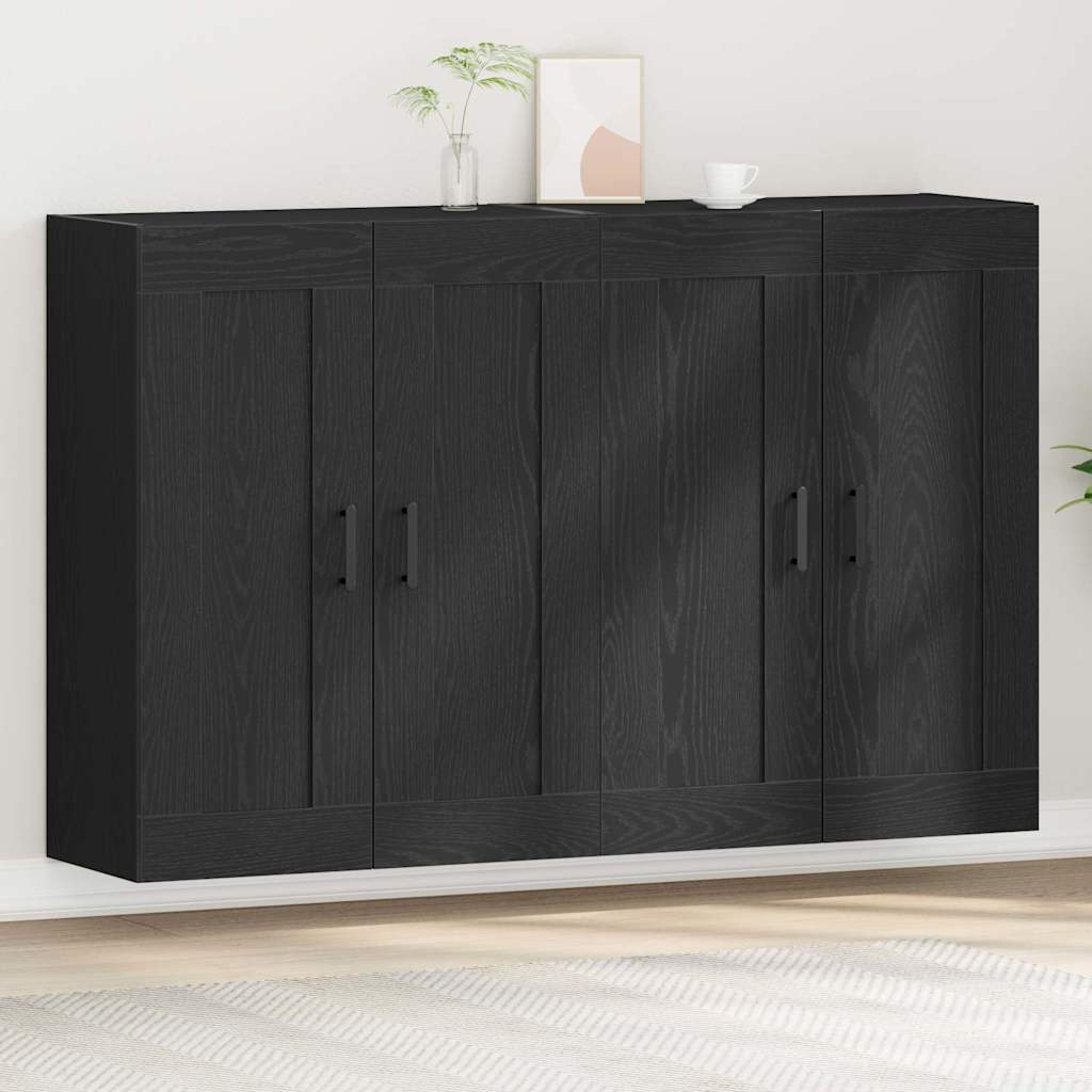 Fali szekrény 2 db Fekete tölgy 69,5 x 34 x 90 cm Szerelt Fa