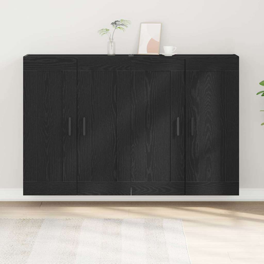 Fali szekrény 2 db Fekete tölgy 69,5 x 34 x 90 cm Szerelt Fa