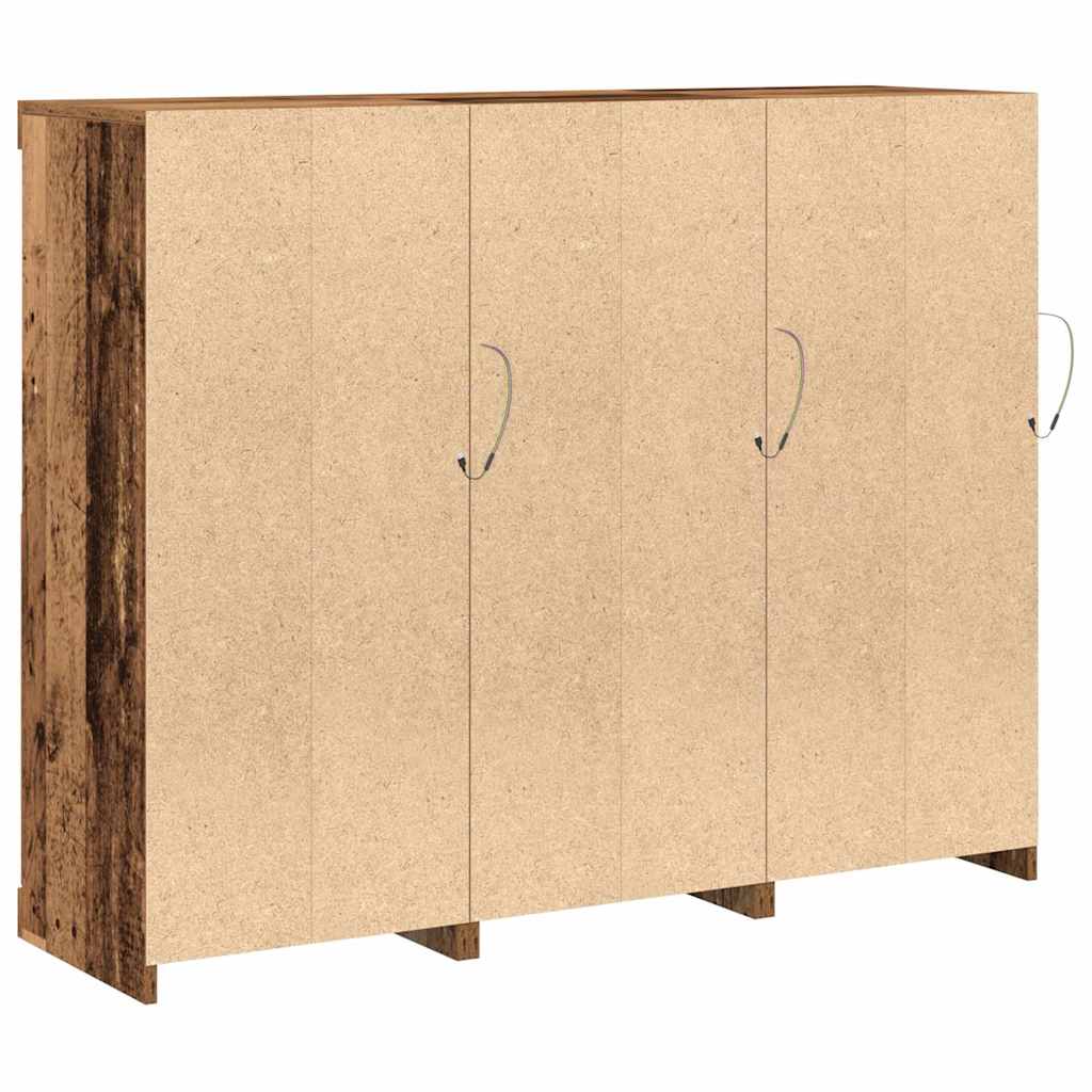 LED tálaló 3 pcs Öreg fa 123 x 37 x 100 cm Faanyag