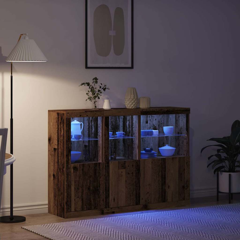 LED tálaló Öreg fa 142,5 x 37 x 100 cm Szerelt Fa