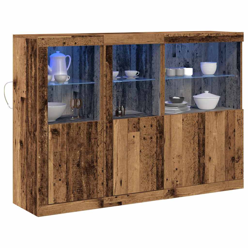 LED tálaló Öreg fa 142,5 x 37 x 100 cm Szerelt Fa