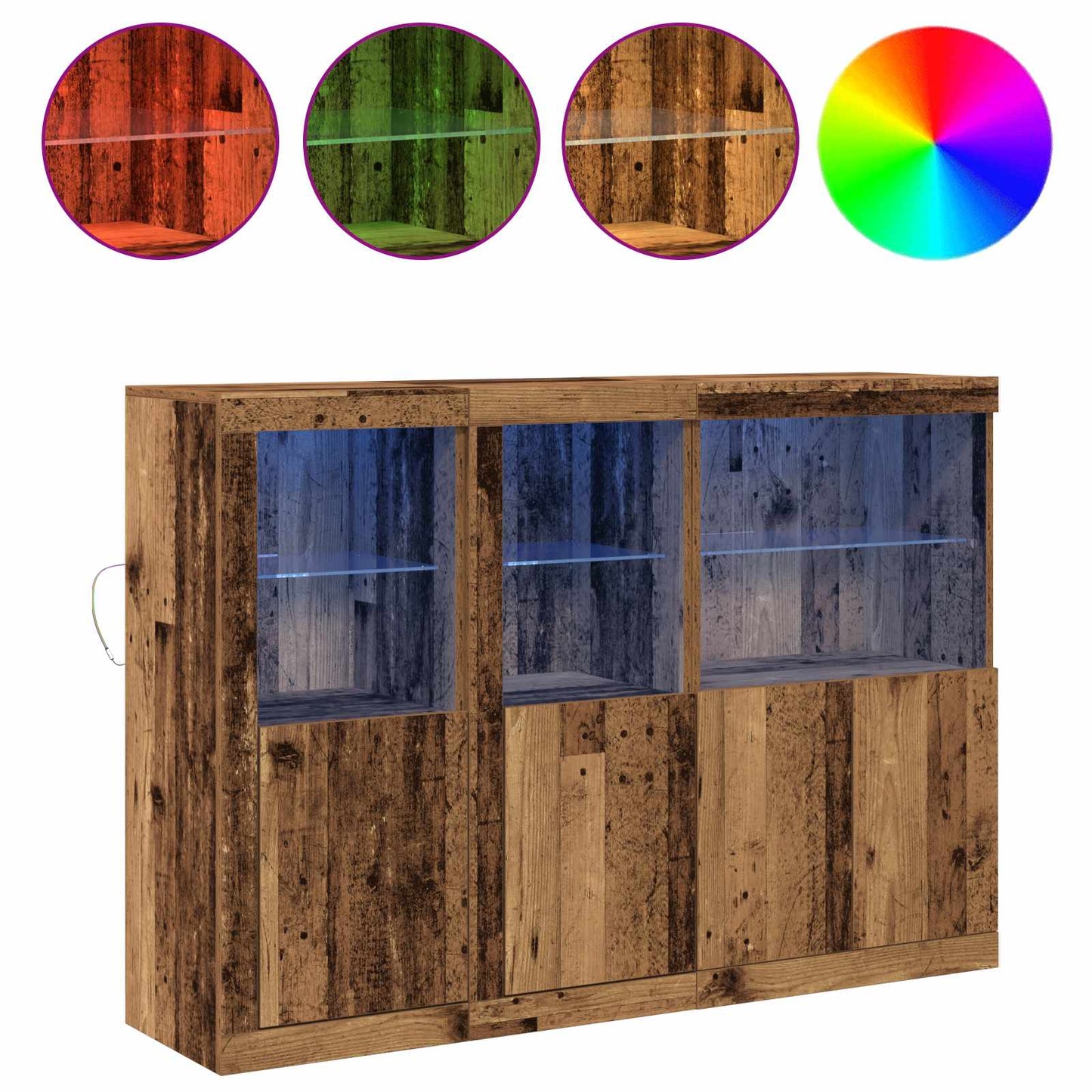 LED tálaló Öreg fa 142,5 x 37 x 100 cm Szerelt Fa