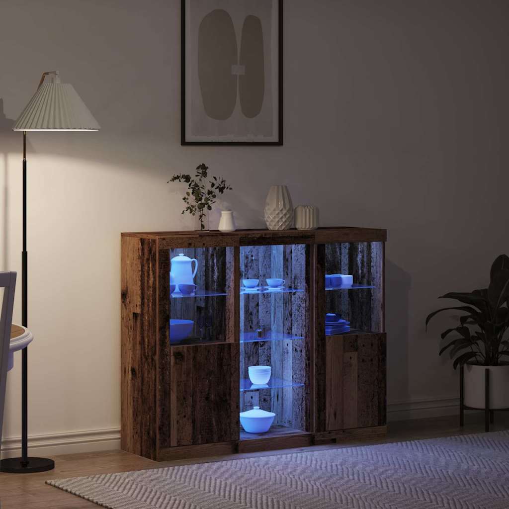 LED tálaló Öreg fa 123 x 37 x 100 cm Szerelt Fa