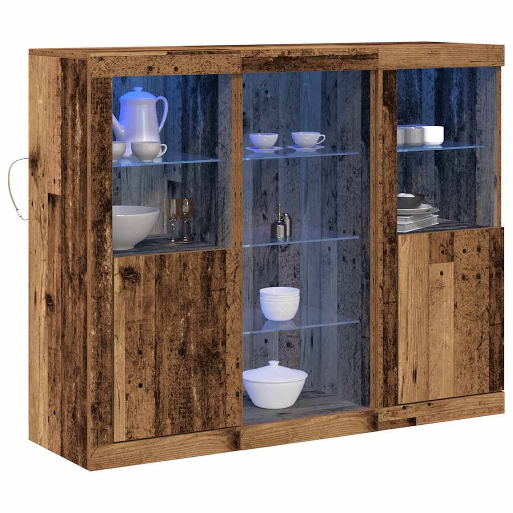 LED tálaló Öreg fa 123 x 37 x 100 cm Szerelt Fa