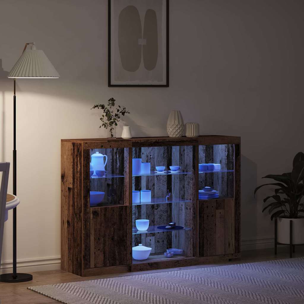 LED tálaló Öreg fa 142,5 x 37 x 100 cm Faanyag