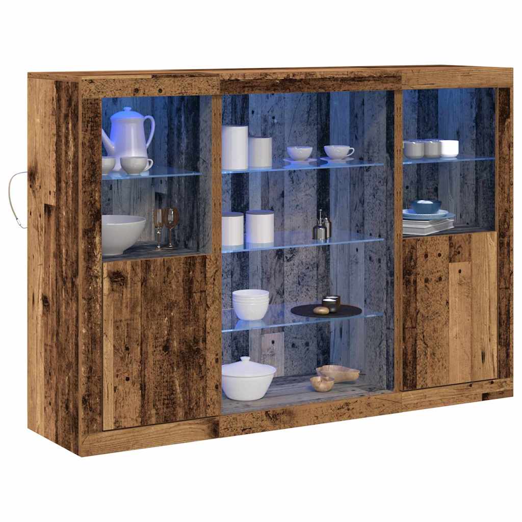 LED tálaló Öreg fa 142,5 x 37 x 100 cm Faanyag