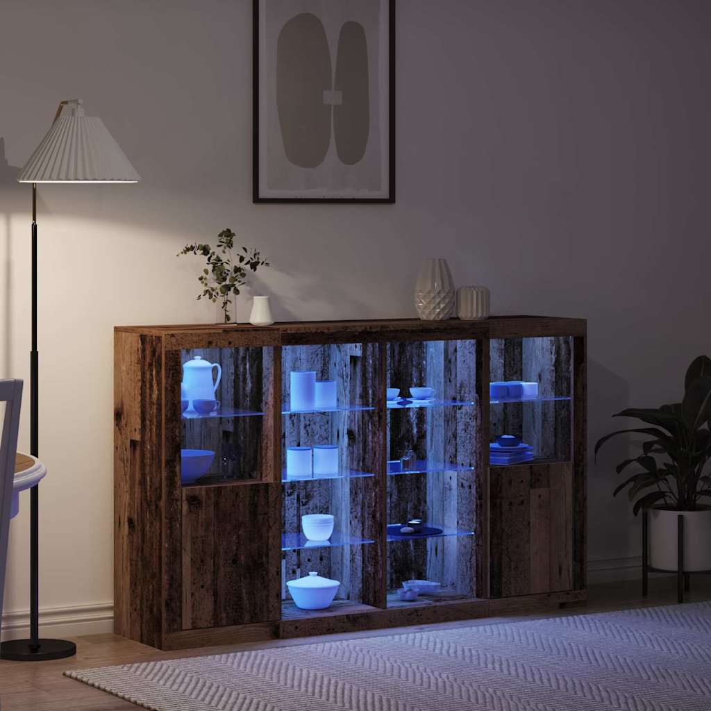 LED tálaló LED -es lámpákkal Öreg fa 163 x 37 x 100 cm Faanyag