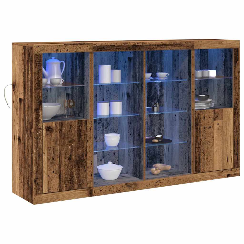 LED tálaló LED -es lámpákkal Öreg fa 163 x 37 x 100 cm Faanyag