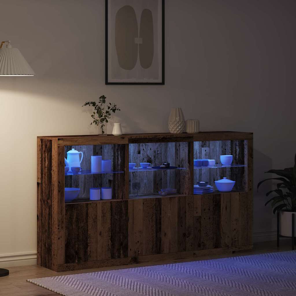 LED tálaló Öreg fa 181,5 x 37 x 100 cm Faanyag