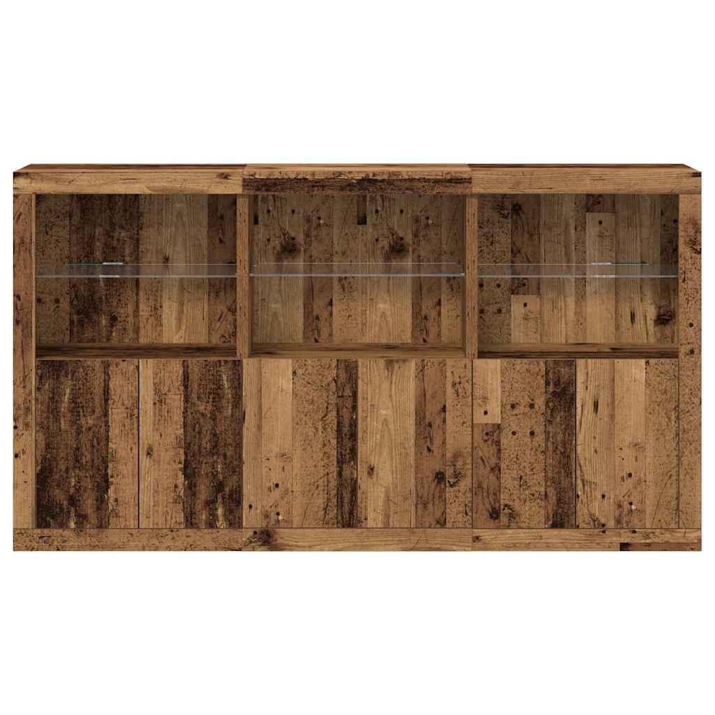 LED tálaló Öreg fa 181,5 x 37 x 100 cm Faanyag