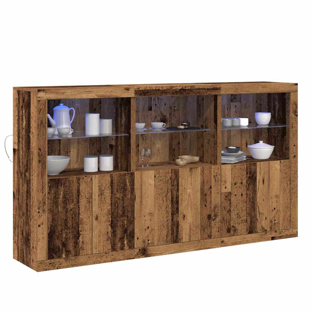 LED tálaló Öreg fa 181,5 x 37 x 100 cm Faanyag