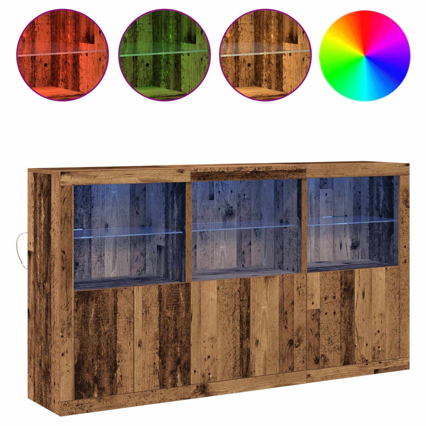 LED tálaló Öreg fa 181,5 x 37 x 100 cm Faanyag