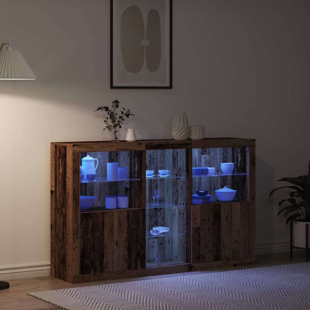 LED tálaló Öreg fa 162 x 37 x 100 cm Szerelt Fa