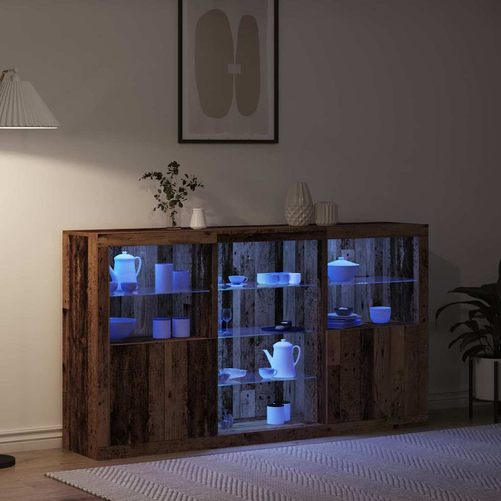 LED tálaló Öreg fa 181,5 x 37 x 100 cm Faanyag