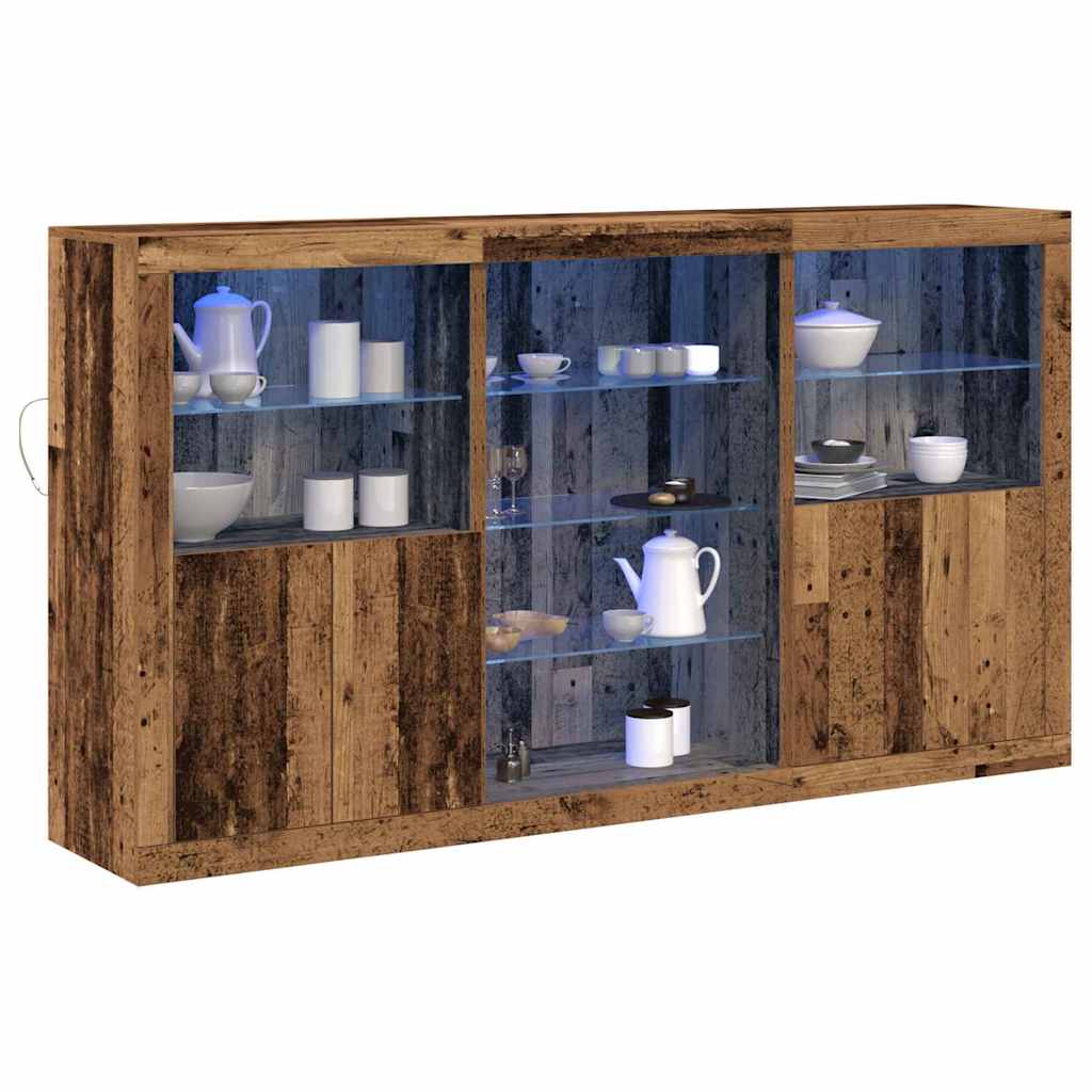 LED tálaló Öreg fa 181,5 x 37 x 100 cm Faanyag