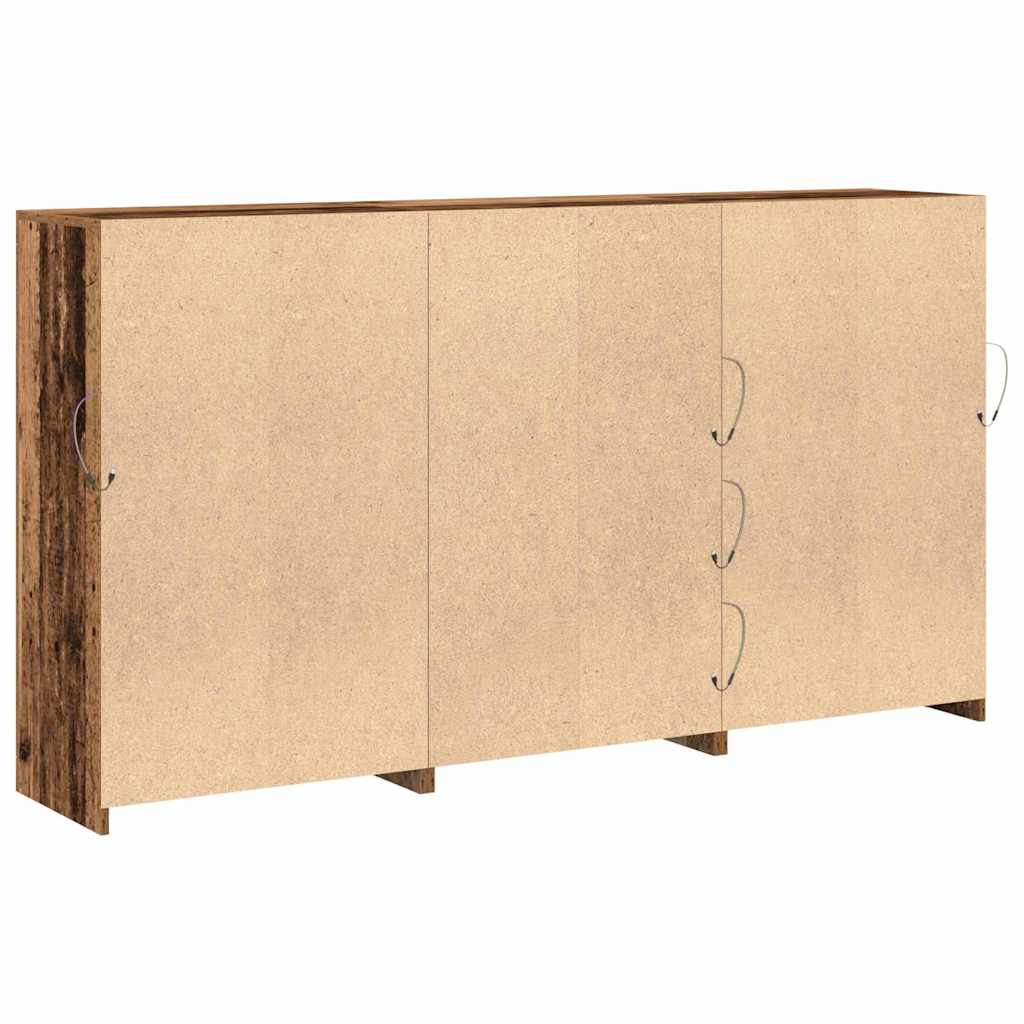 LED tálaló 3 pcs Öreg fa 202 x 37 x 100 cm Faanyag
