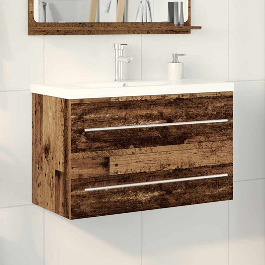 Fürdőszobai mosdószekrény 2 pcs Öreg fa 80 x 38,5 x 48 cm