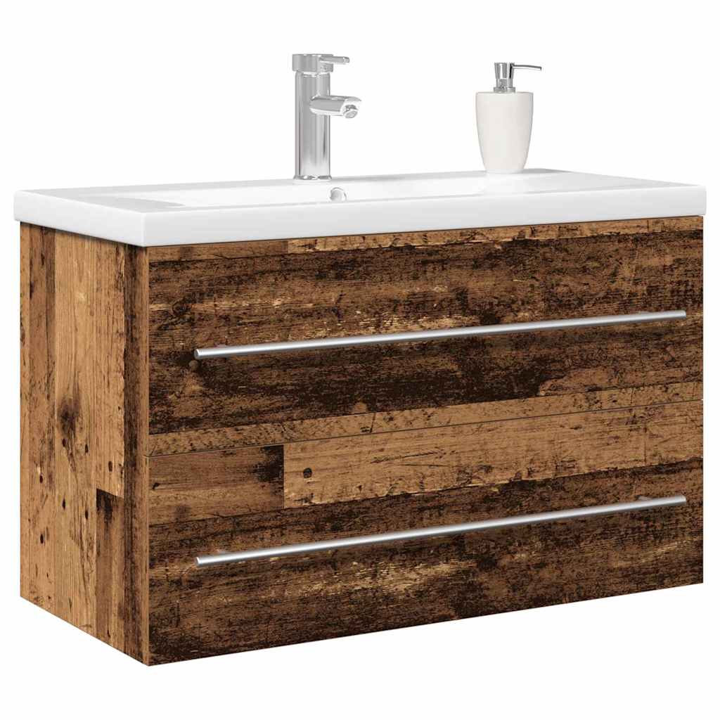 Fürdőszobai mosdószekrény 2 pcs Öreg fa 80 x 38,5 x 48 cm