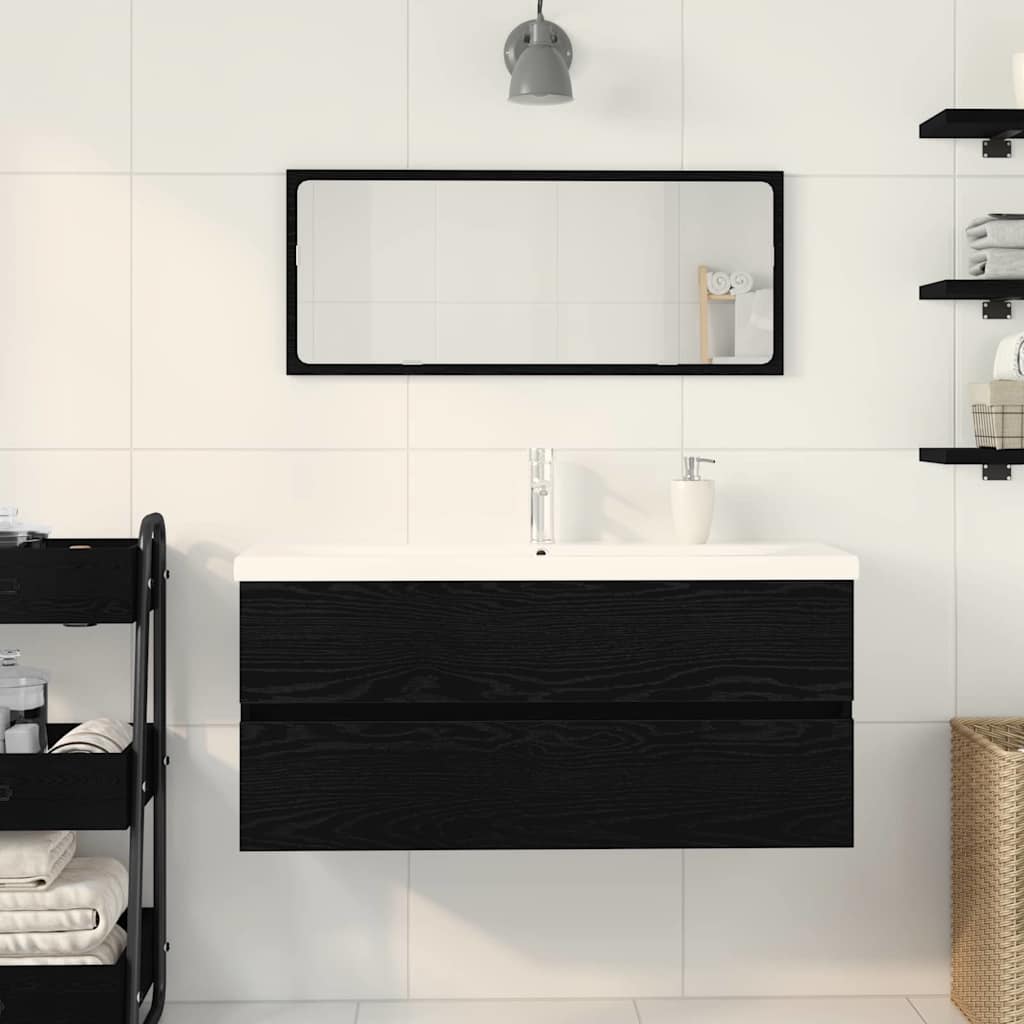 Fürdőszobai mosdószekrény Fekete tölgy 90 x 39 x 62 cm Faanyag