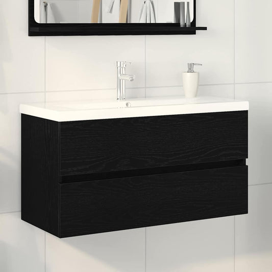 Fürdőszobai mosdószekrény Fekete tölgy 90 x 39 x 62 cm Faanyag