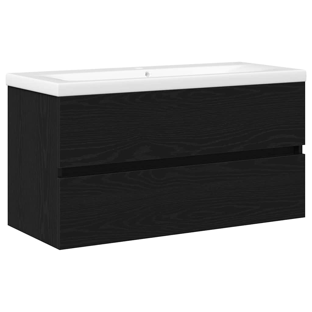 Fürdőszobai mosdószekrény Fekete tölgy 90 x 39 x 62 cm Faanyag