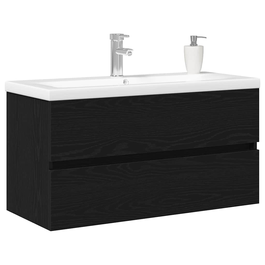 Fürdőszobai mosdószekrény Fekete tölgy 90 x 39 x 62 cm Faanyag