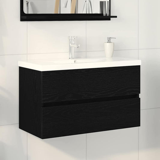 Fürdőszobai mosdószekrény Fekete tölgy 80 x 39 x 62 cm Faanyag