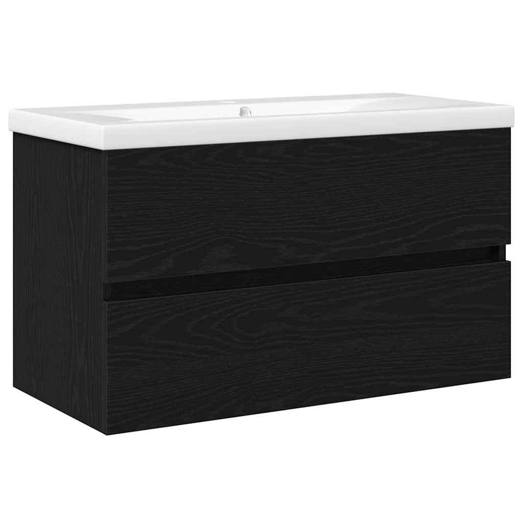 Fürdőszobai mosdószekrény Fekete tölgy 80 x 39 x 62 cm Faanyag