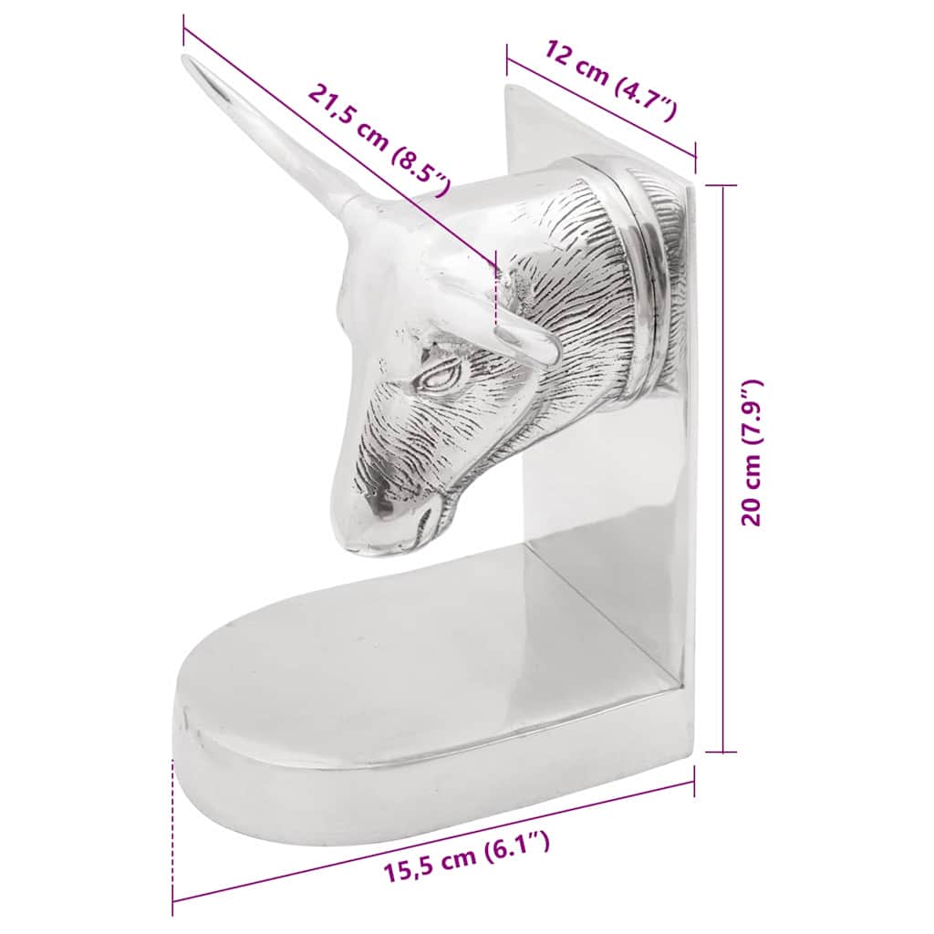 Könyvtámaszok 2 pcs Ezüst 21,5 x 15,5 x 20 cm Alumínium