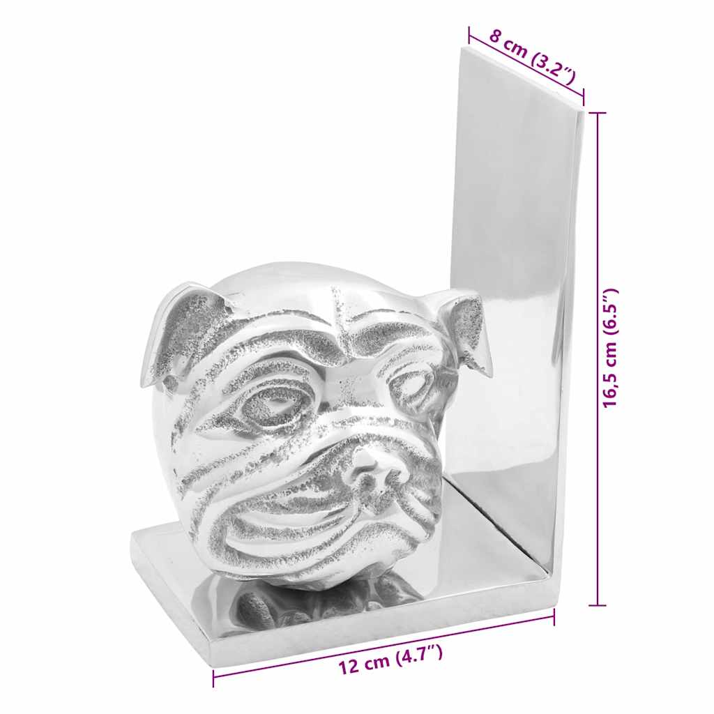 Könyvtámaszok 2 pcs Ezüst 8 x 12 x 16,5 cm Alumínium