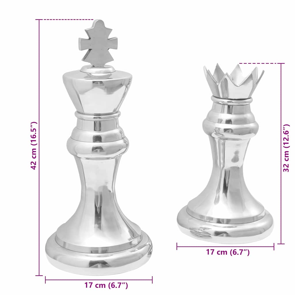 Szobrok 2 pcs Ezüst 17 x 17 x 42 cm Alumínium