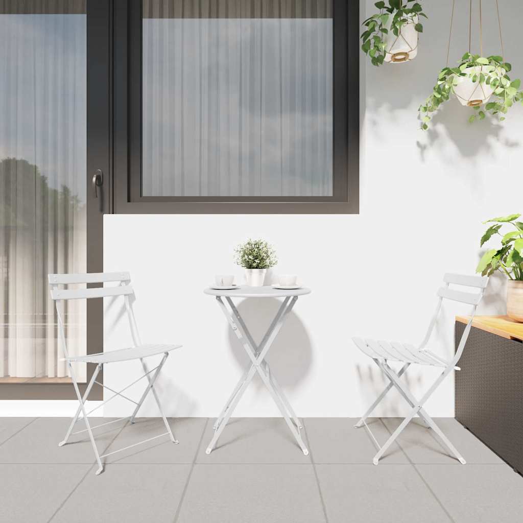 Összecsukható Bistro Szett 3 pcs Fehér Acél