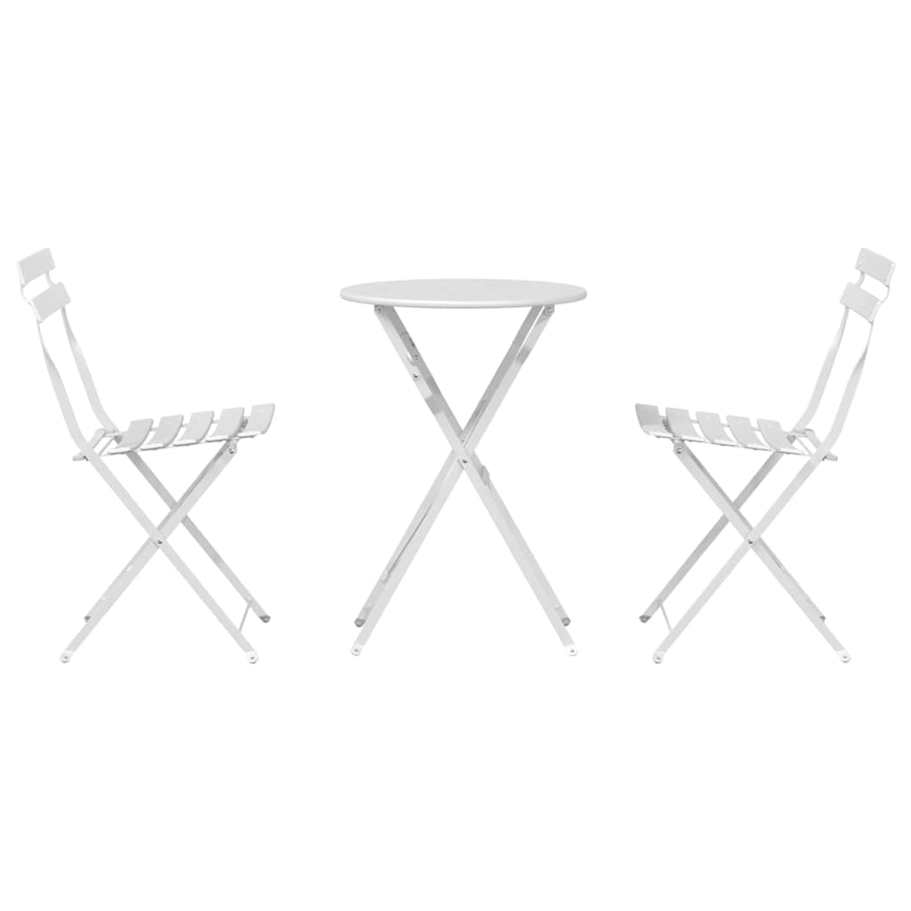 Összecsukható Bistro Szett 3 pcs Fehér Acél