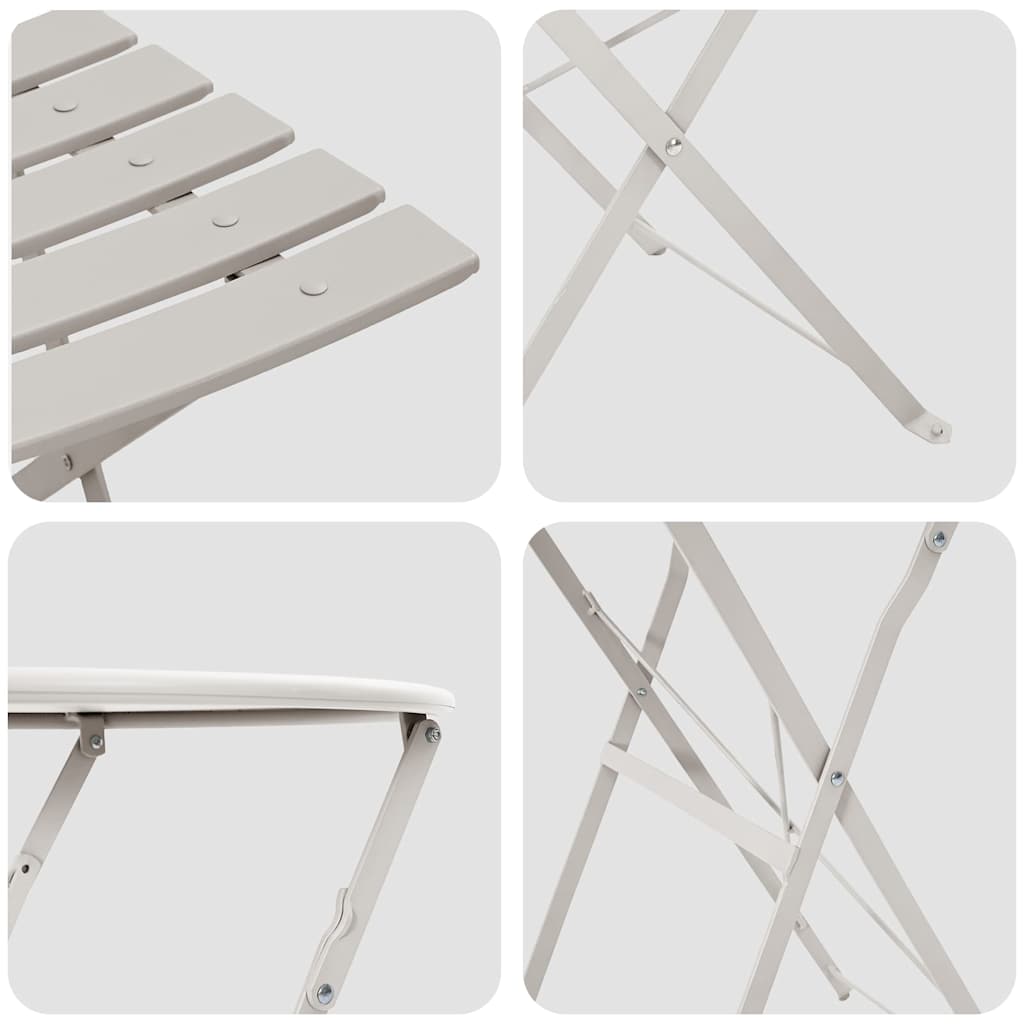 Összecsukható Bistro Szett 3 pcs Bézs Acél