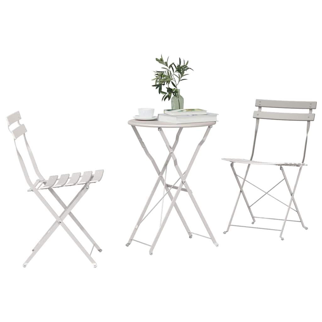 Összecsukható Bistro Szett 3 pcs Bézs Acél
