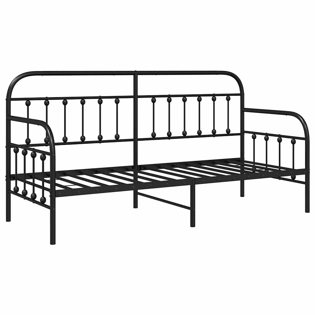 Nappali ágykeret Fekete 75 x 190 cm Porszórt acél