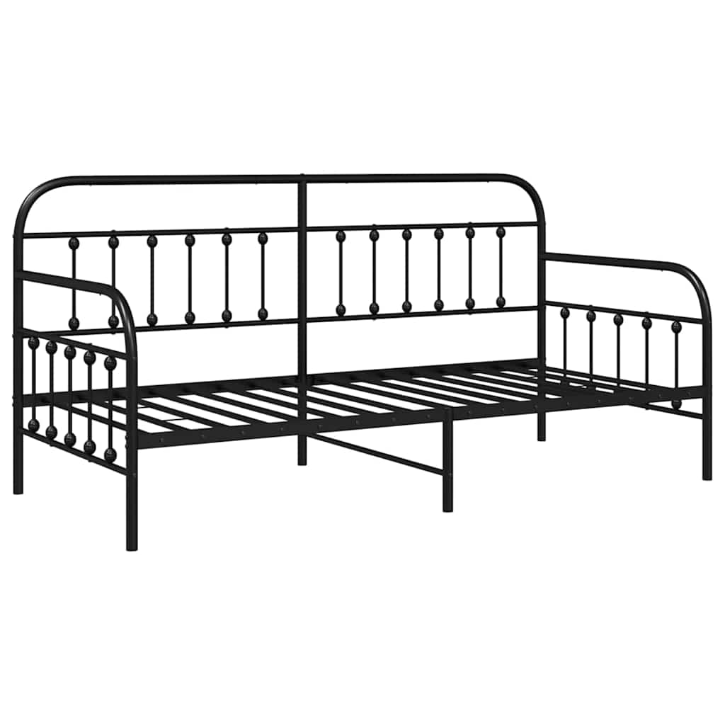 Nappali ágykeret Fekete 90 x 190 cm Porszórt acél