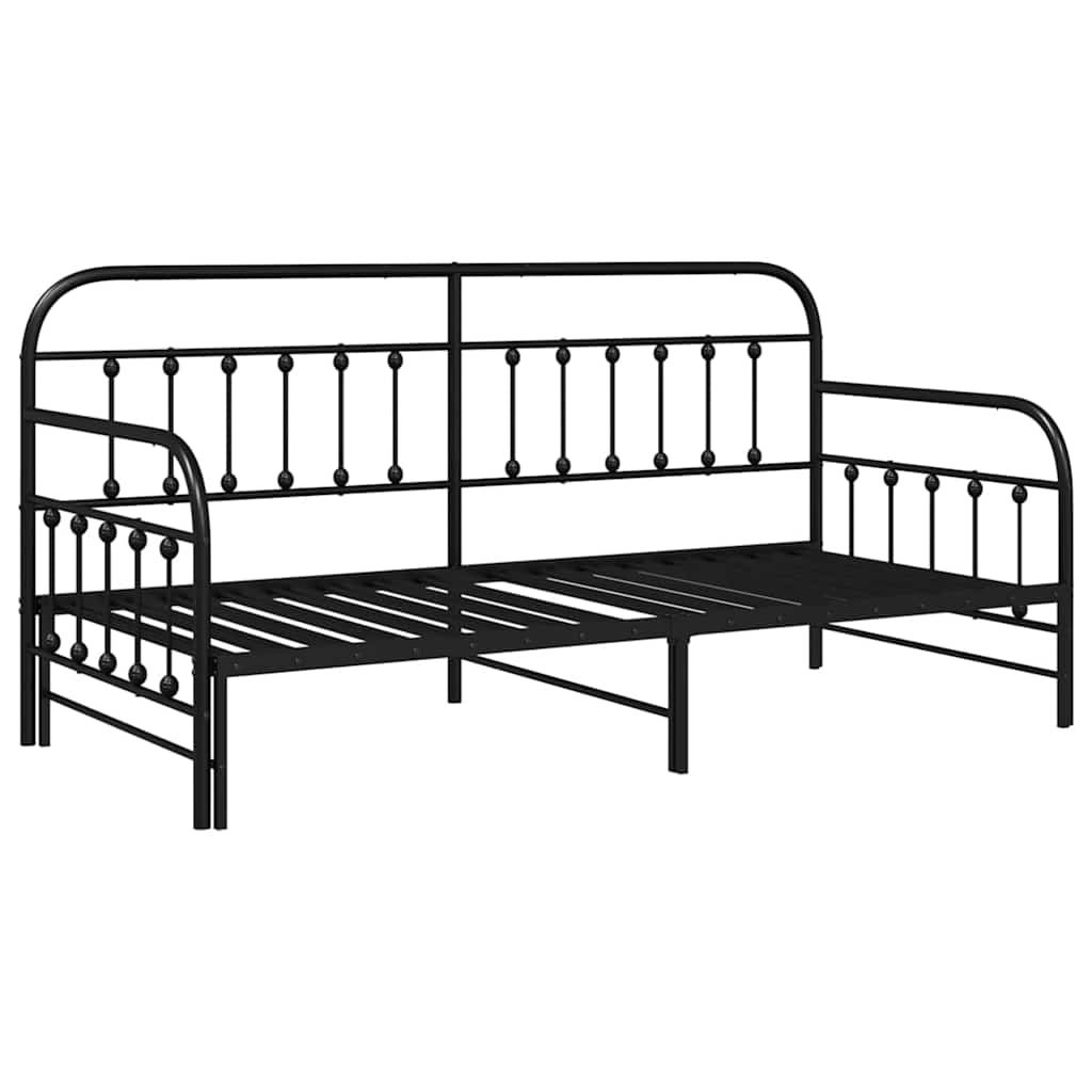 Nappali ágykeret Fekete 90 x 200 cm Porszórt acél