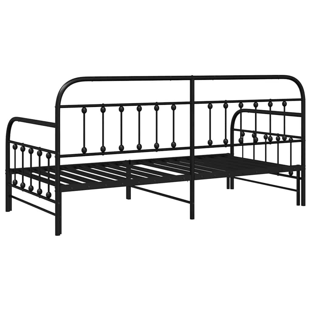 Nappali ágykeret Fekete 90 x 200 cm Porszórt acél