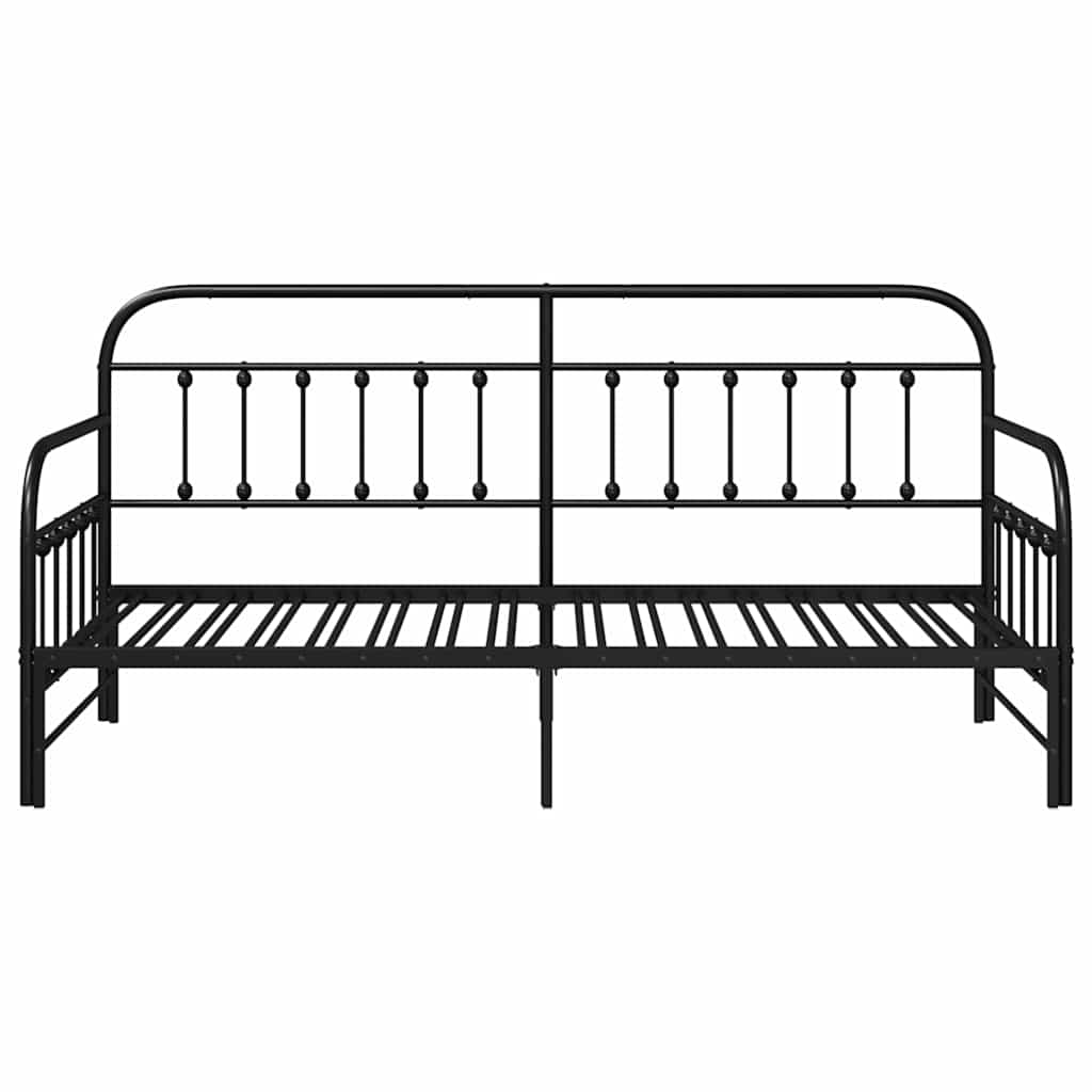 Nappali ágykeret Fekete 90 x 200 cm Porszórt acél