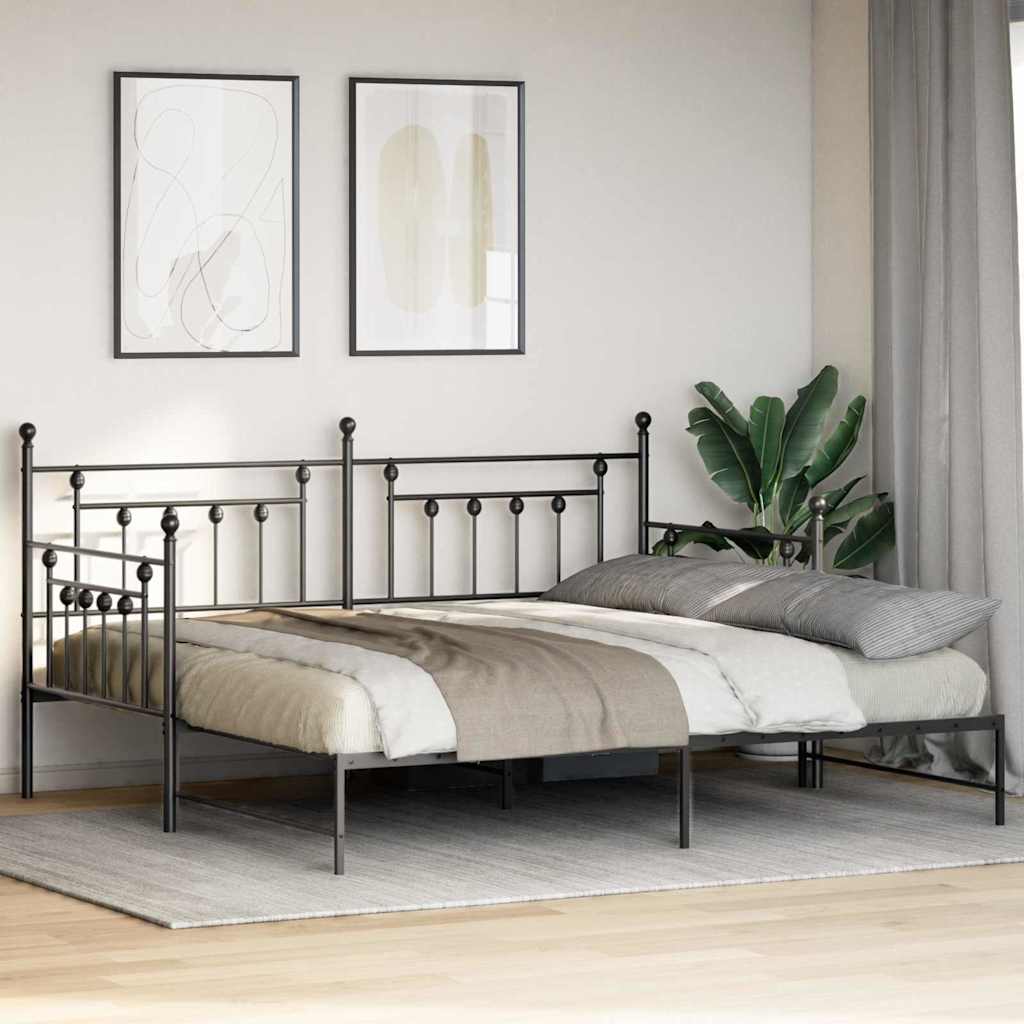 Nappali ágykeret Fekete 107 x 203 cm Acél