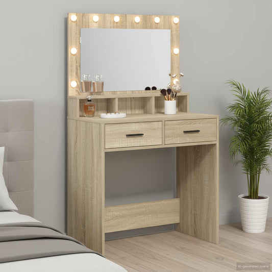 Öltözködőasztal fiókkal Sonoma tölgy 79 x 41 x 135 cm Faanyag