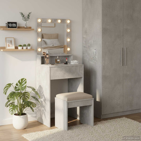 Öltözködőasztal polcokkal Beton Szürke 50 x 41 x 135 cm Faanyag
